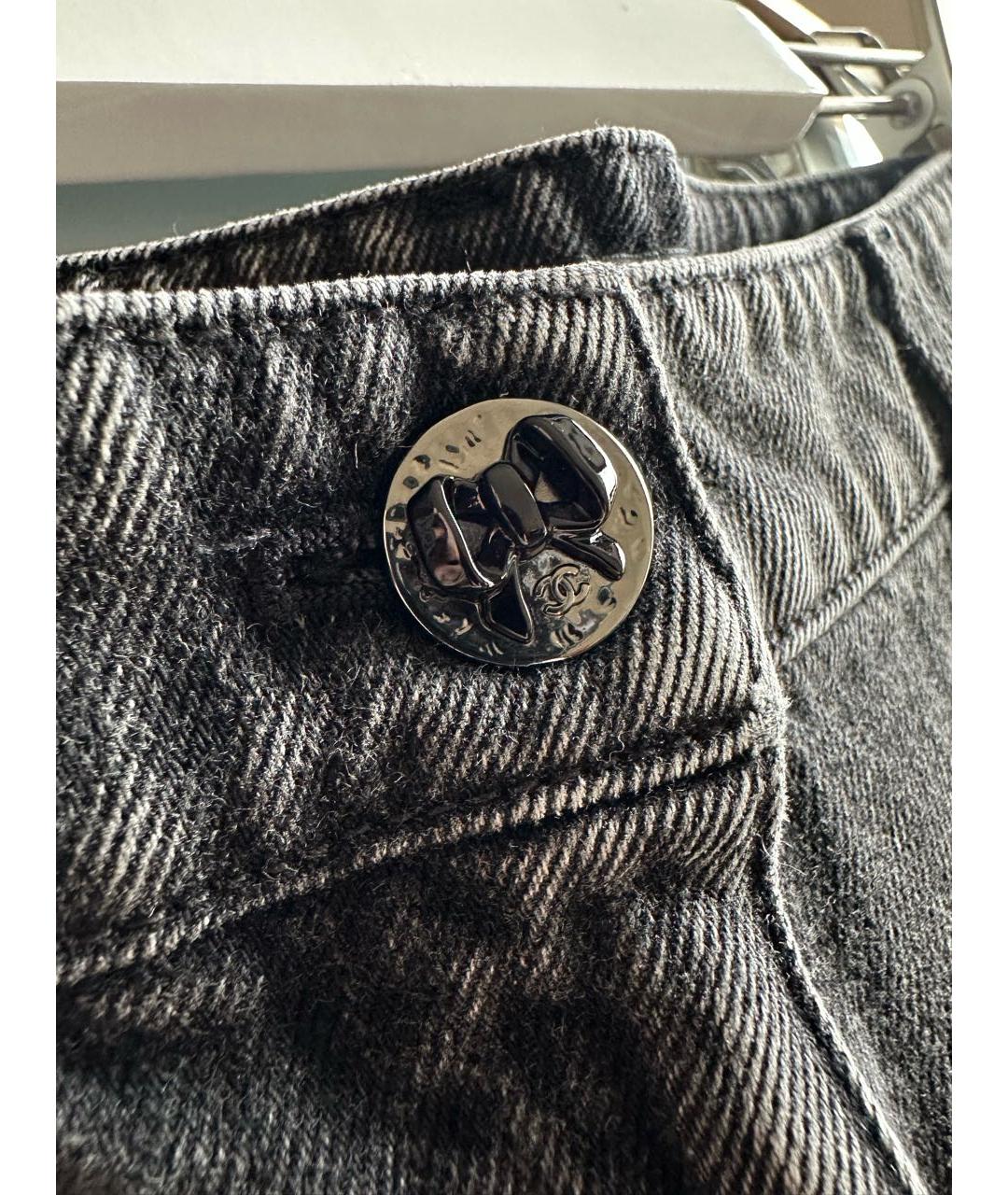 CHANEL Серые хлопковые прямые джинсы, фото 3