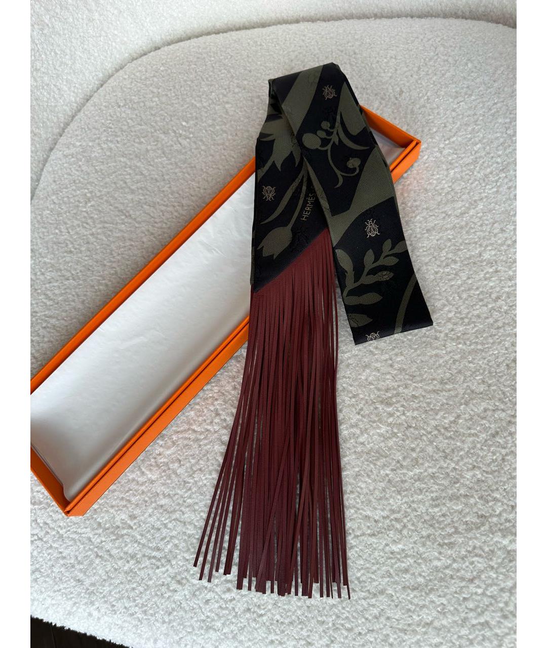 HERMES Зеленый шелковый платок, фото 5