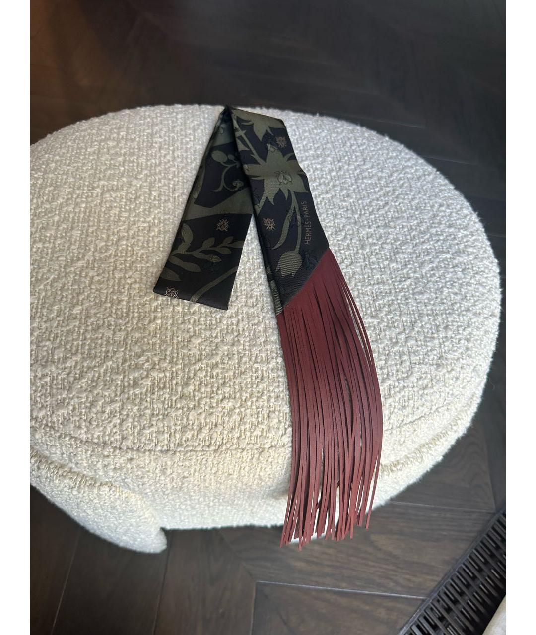 HERMES Зеленый шелковый платок, фото 7