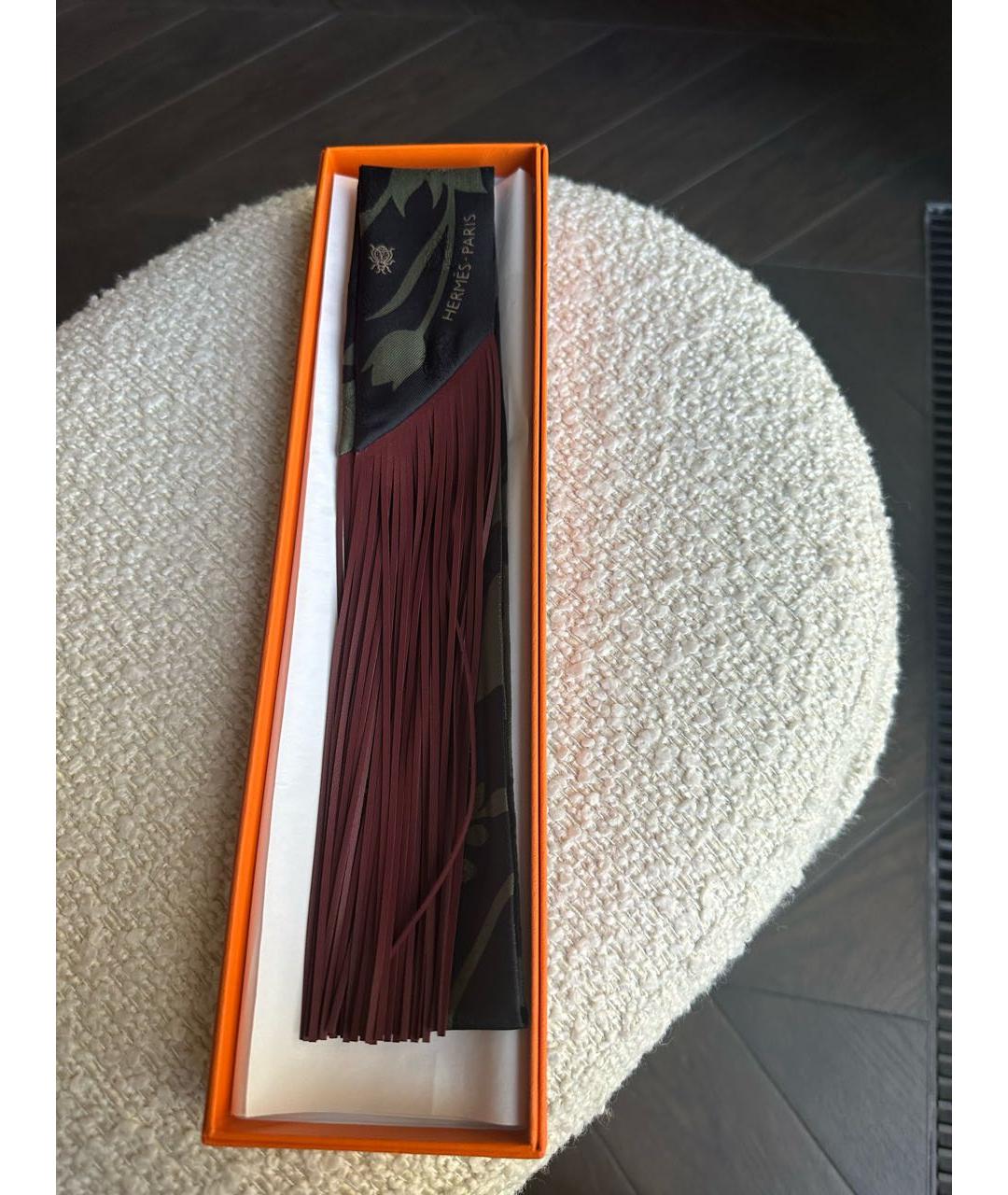 HERMES Зеленый шелковый платок, фото 4