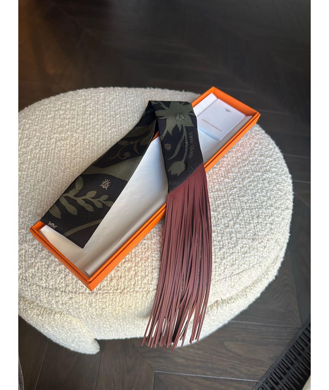 HERMES Зеленый шелковый платок, фото 3