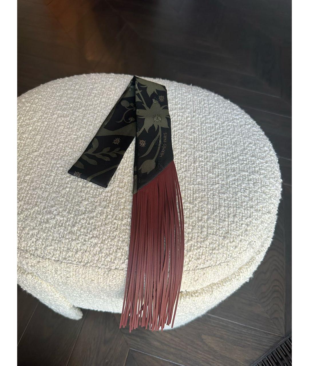 HERMES Зеленый шелковый платок, фото 2