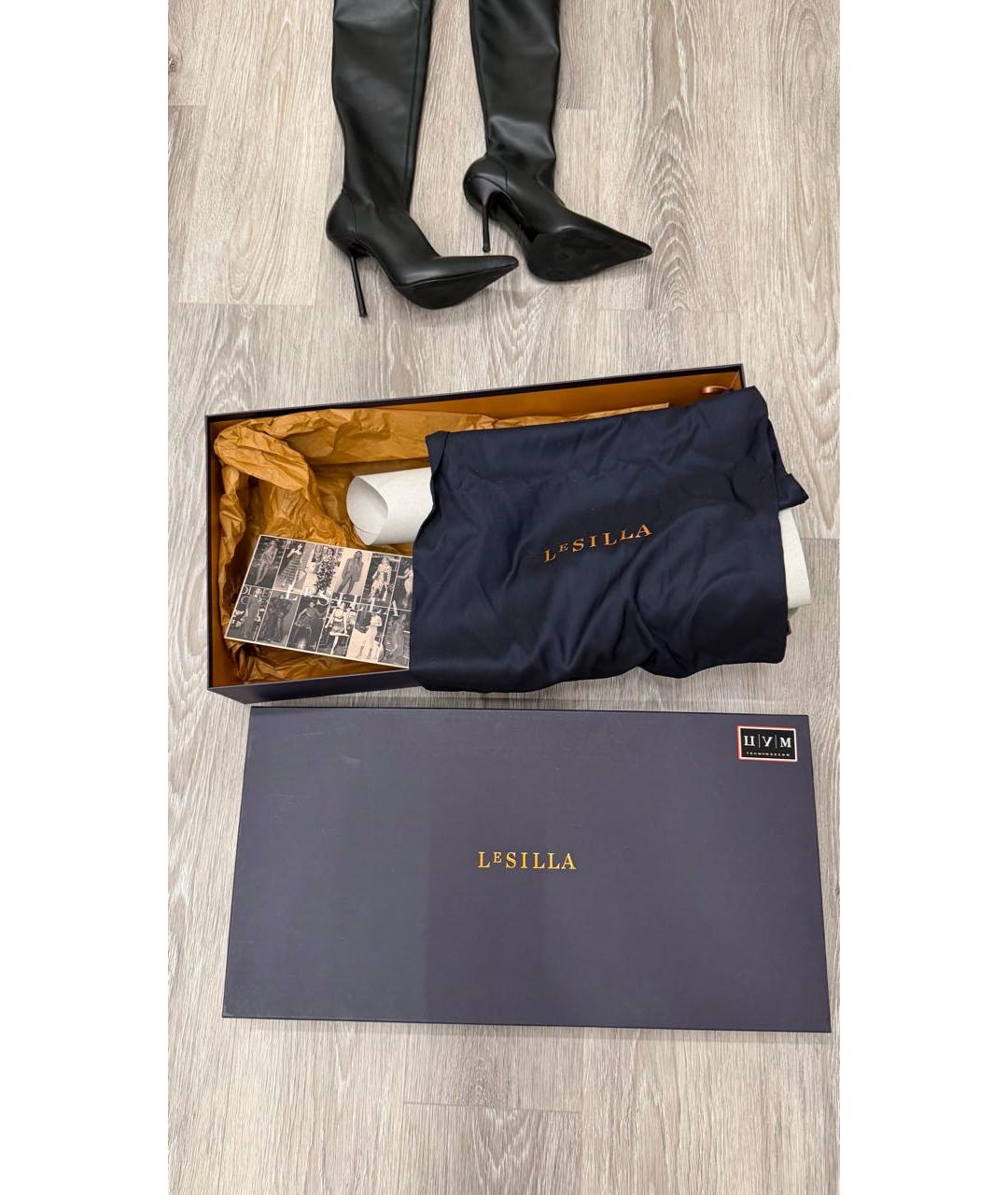 LE SILLA Черные кожаные ботфорты, фото 3