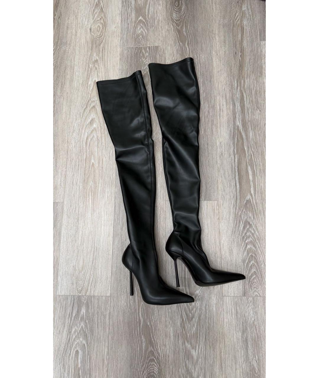 LE SILLA Черные кожаные ботфорты, фото 5