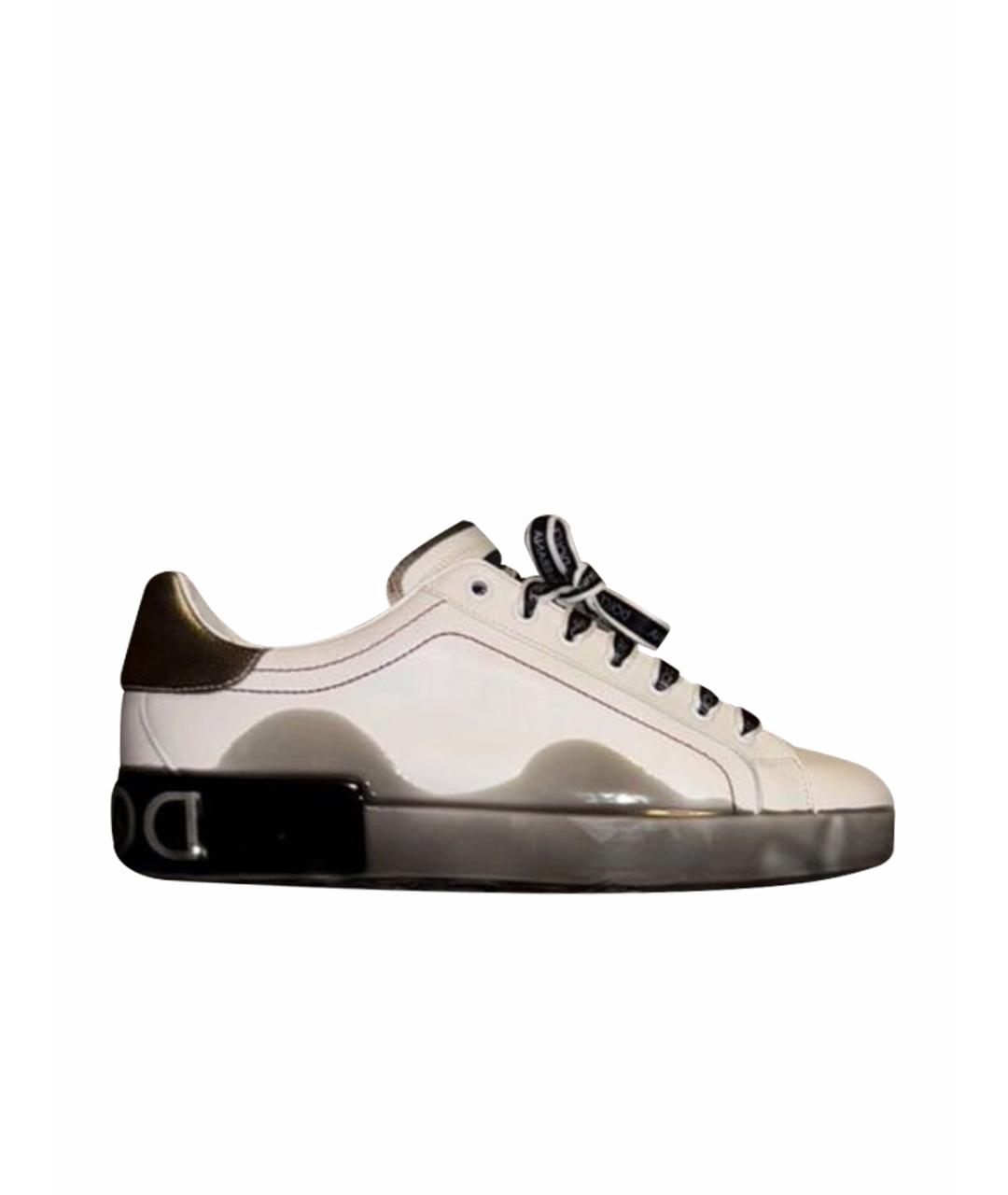 DOLCE&GABBANA Белые кожаные низкие кроссовки / кеды, фото 1