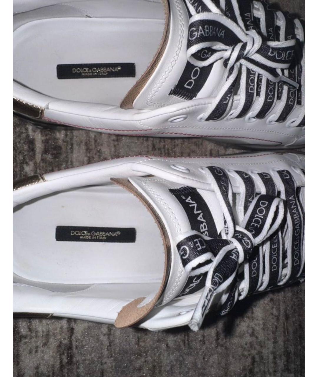 DOLCE&GABBANA Белые кожаные низкие кроссовки / кеды, фото 3
