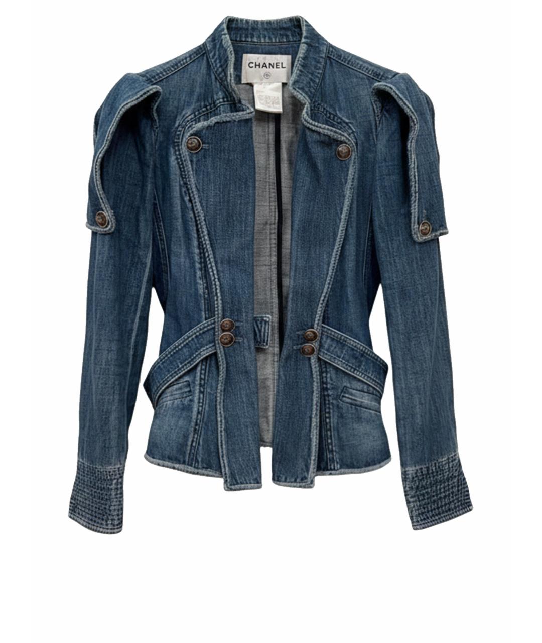 CHANEL Синий деним жакет/пиджак, фото 1
