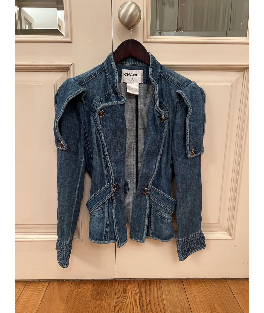 CHANEL Синий деним жакет/пиджак, фото 4
