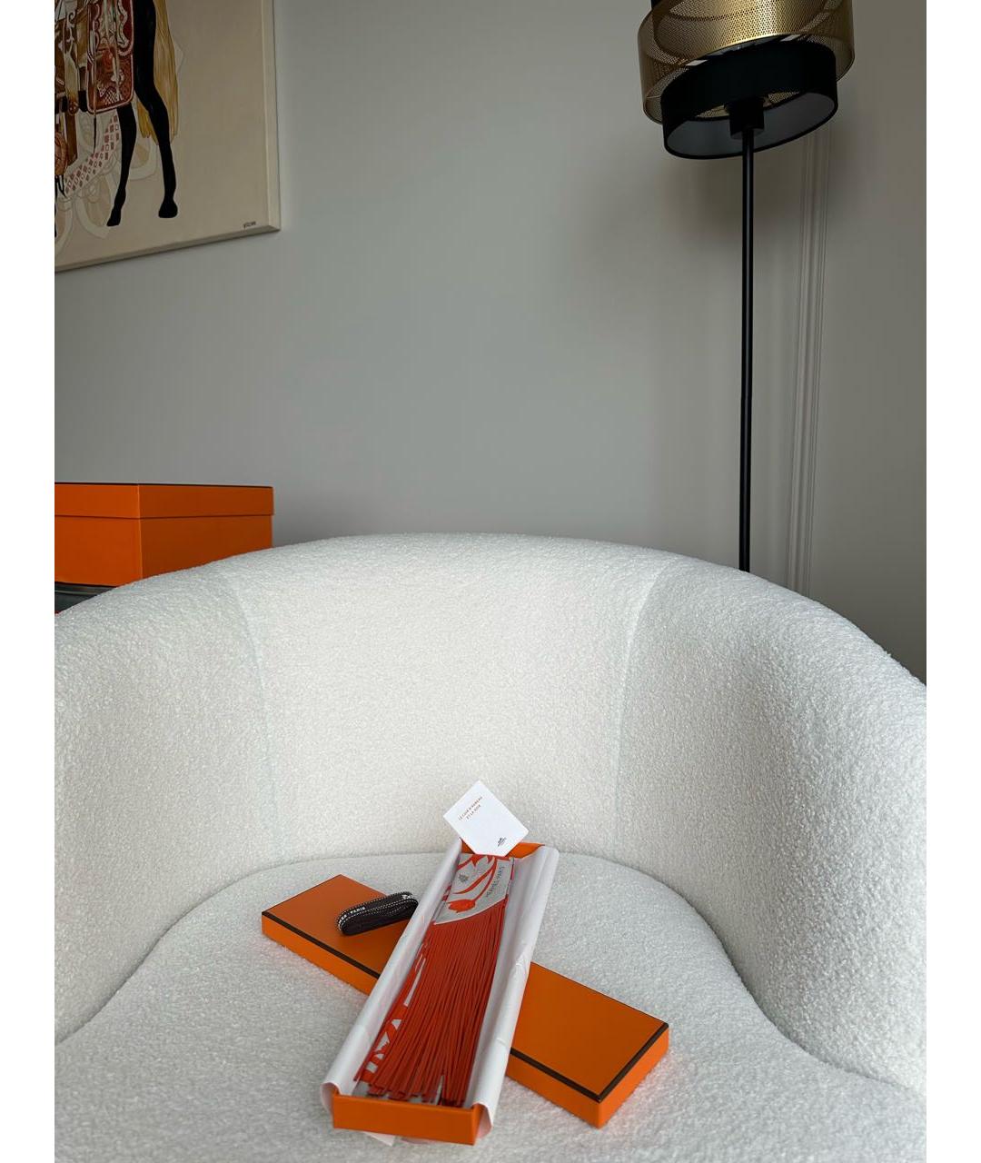 HERMES Оранжевый шелковый платок, фото 2