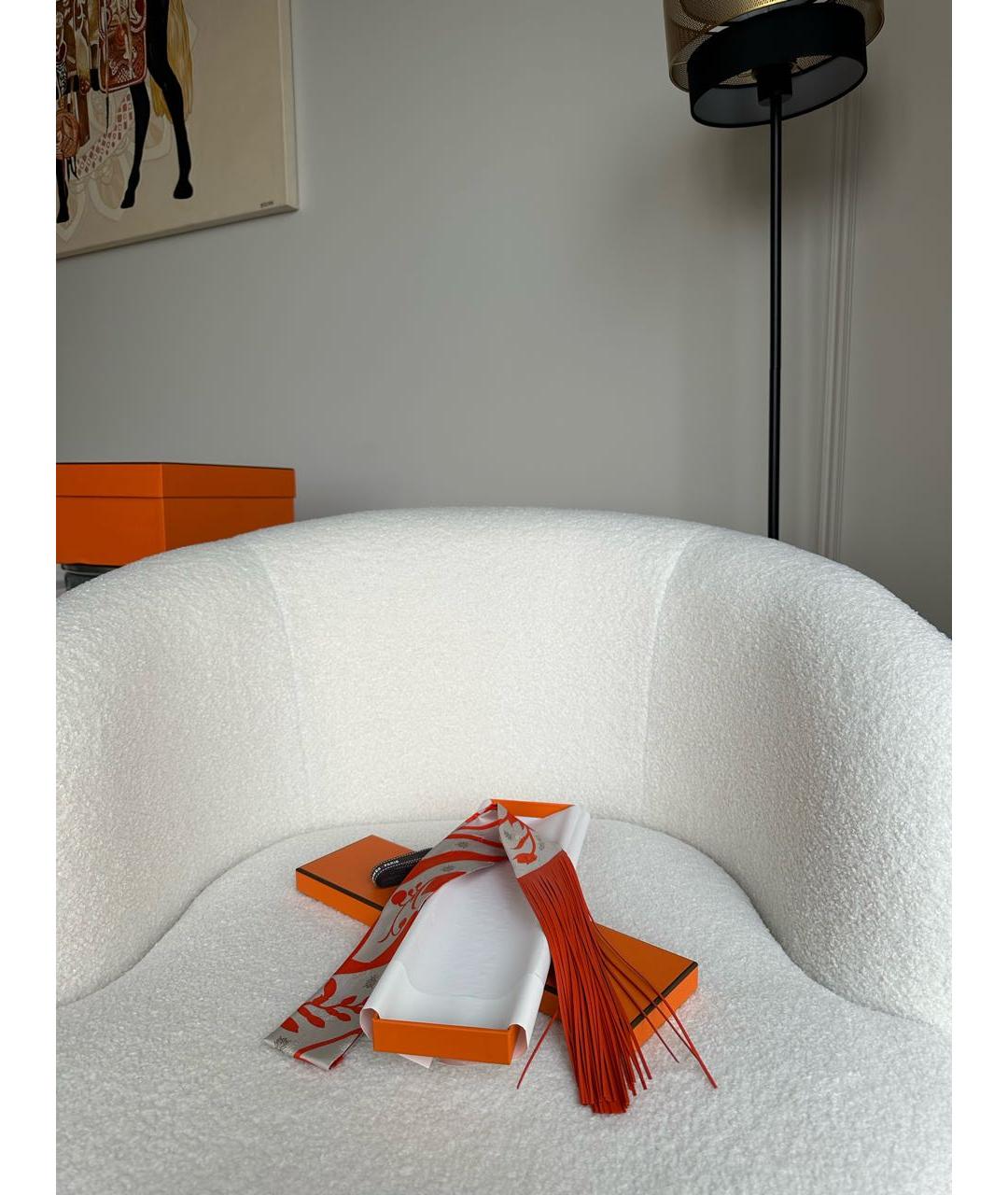 HERMES Оранжевый шелковый платок, фото 3