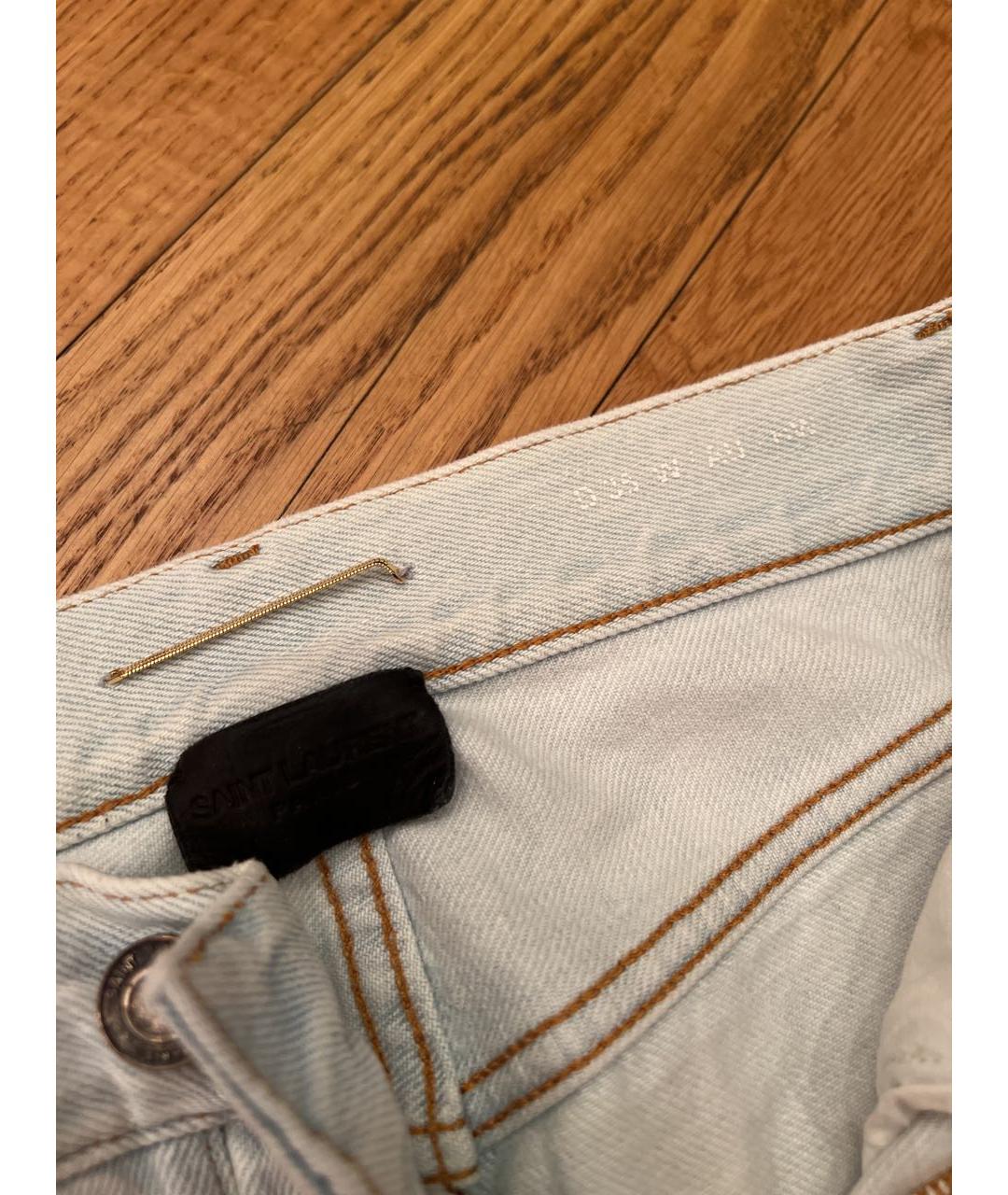 SAINT LAURENT Голубые хлопковые прямые джинсы, фото 2