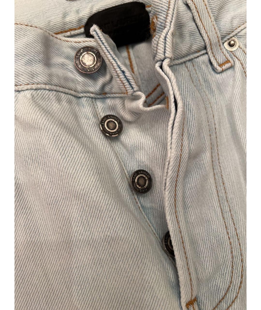 SAINT LAURENT Голубые хлопковые прямые джинсы, фото 3