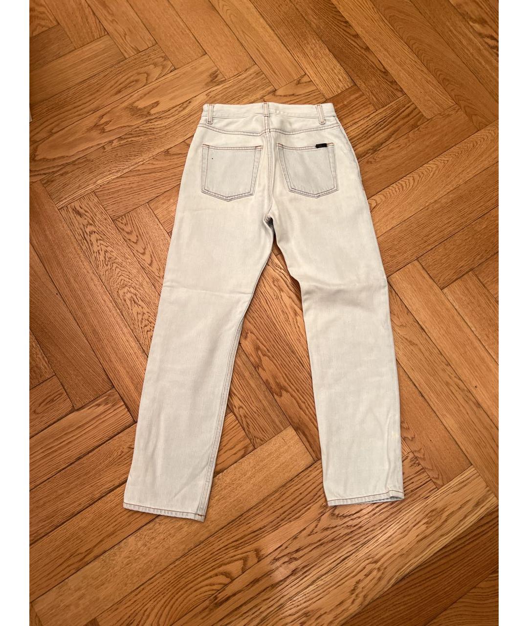 SAINT LAURENT Голубые хлопковые прямые джинсы, фото 4