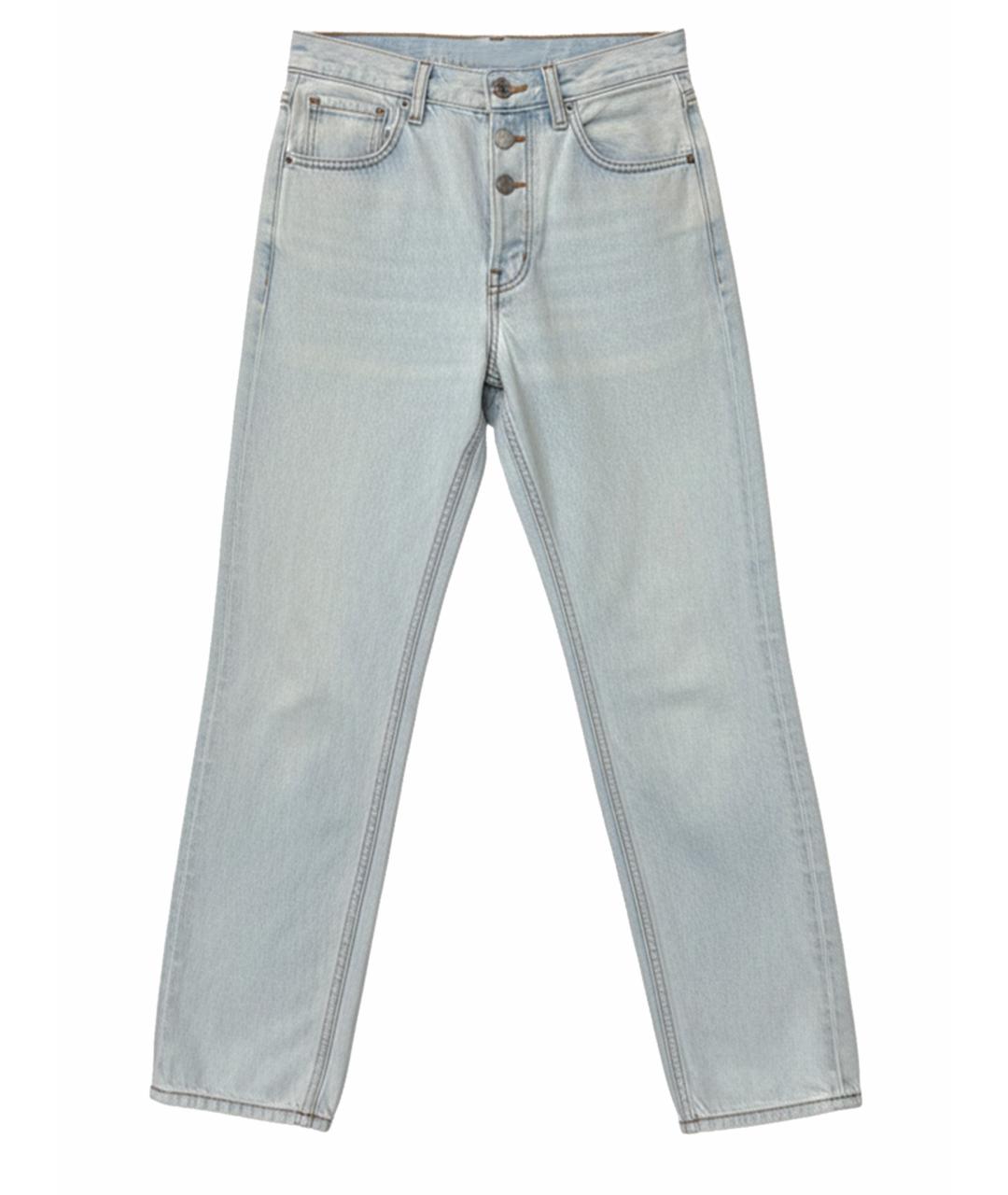 SAINT LAURENT Голубые хлопковые прямые джинсы, фото 1