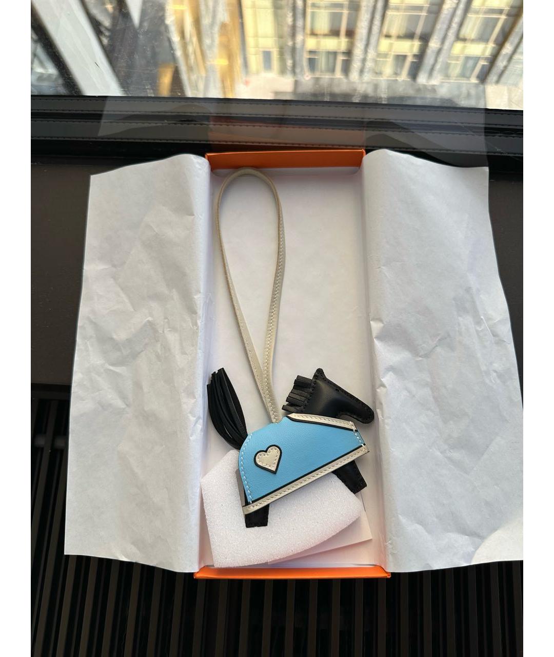 HERMES Голубой брелок, фото 5