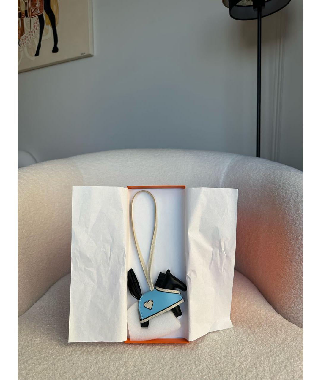 HERMES Голубой брелок, фото 3