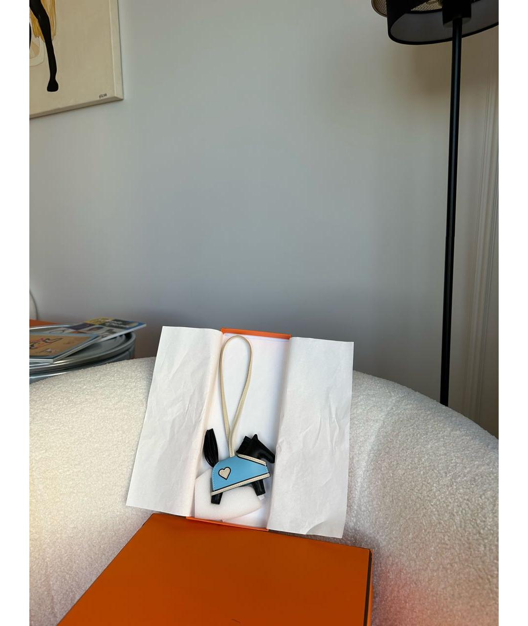 HERMES Голубой брелок, фото 2