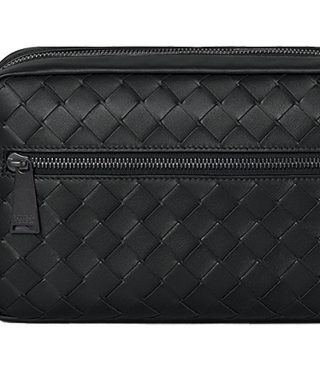 BOTTEGA VENETA Черная кожаная поясная сумка, фото 3