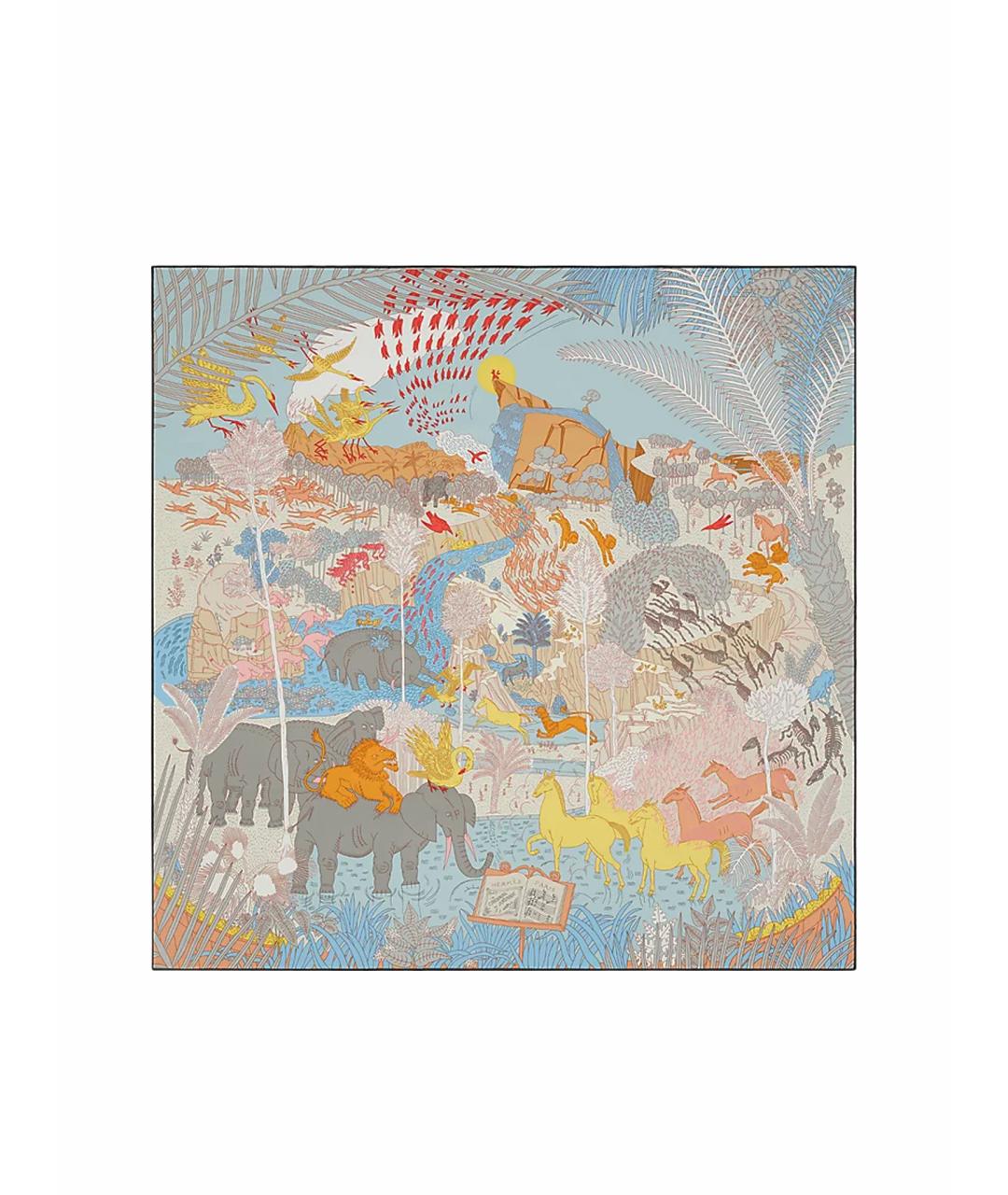 HERMES Мульти шелковый платок, фото 1