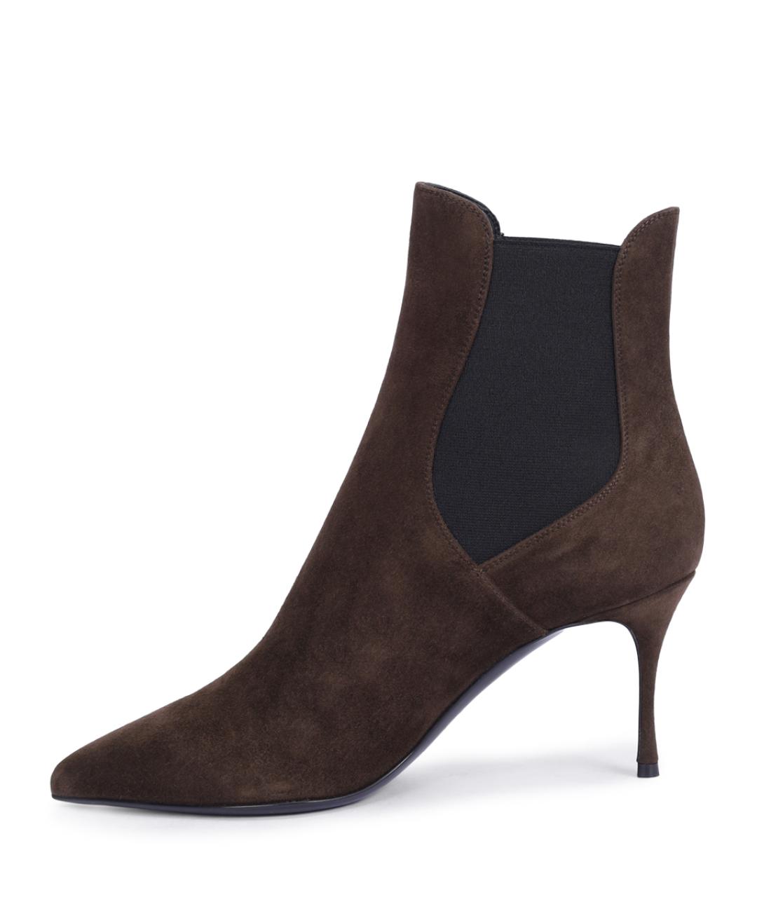 SERGIO ROSSI Коричневые замшевые ботильоны, фото 3