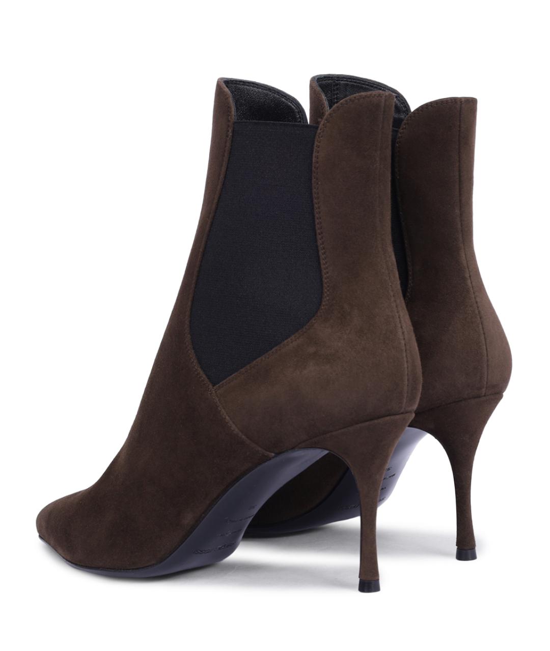 SERGIO ROSSI Коричневые замшевые ботильоны, фото 4
