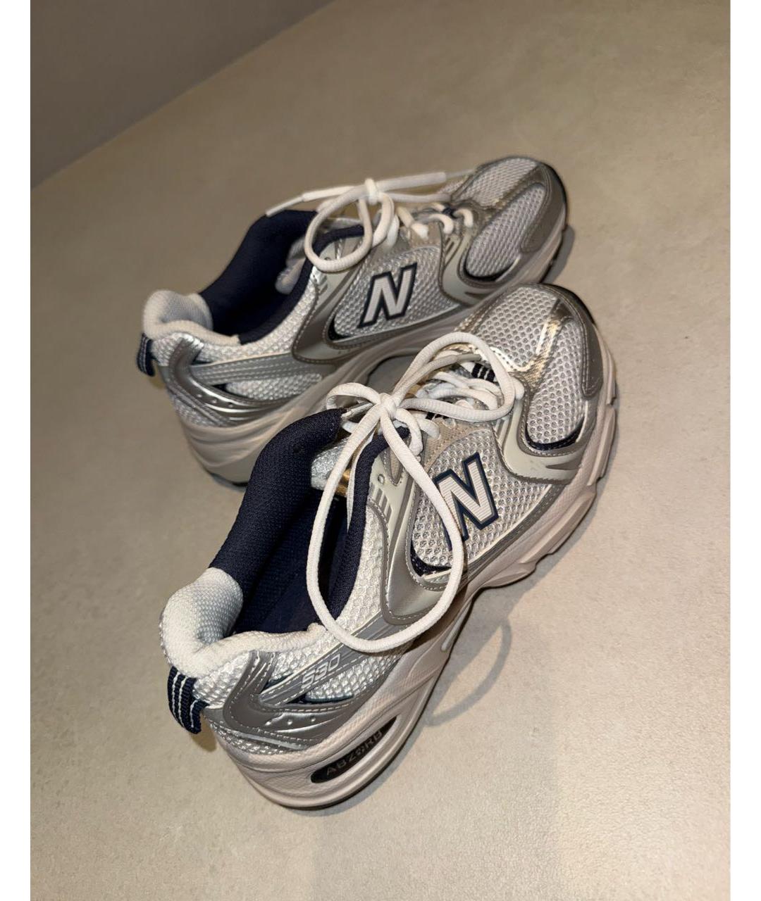 NEW BALANCE Серебряные текстильные кроссовки, фото 4