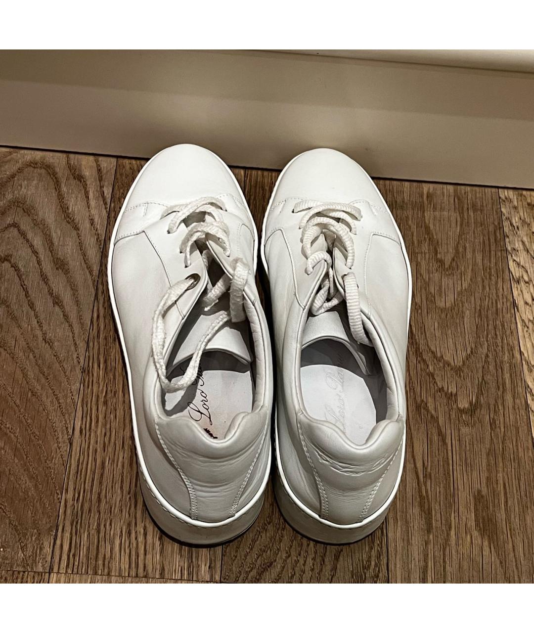 LORO PIANA Белые кожаные кеды, фото 3