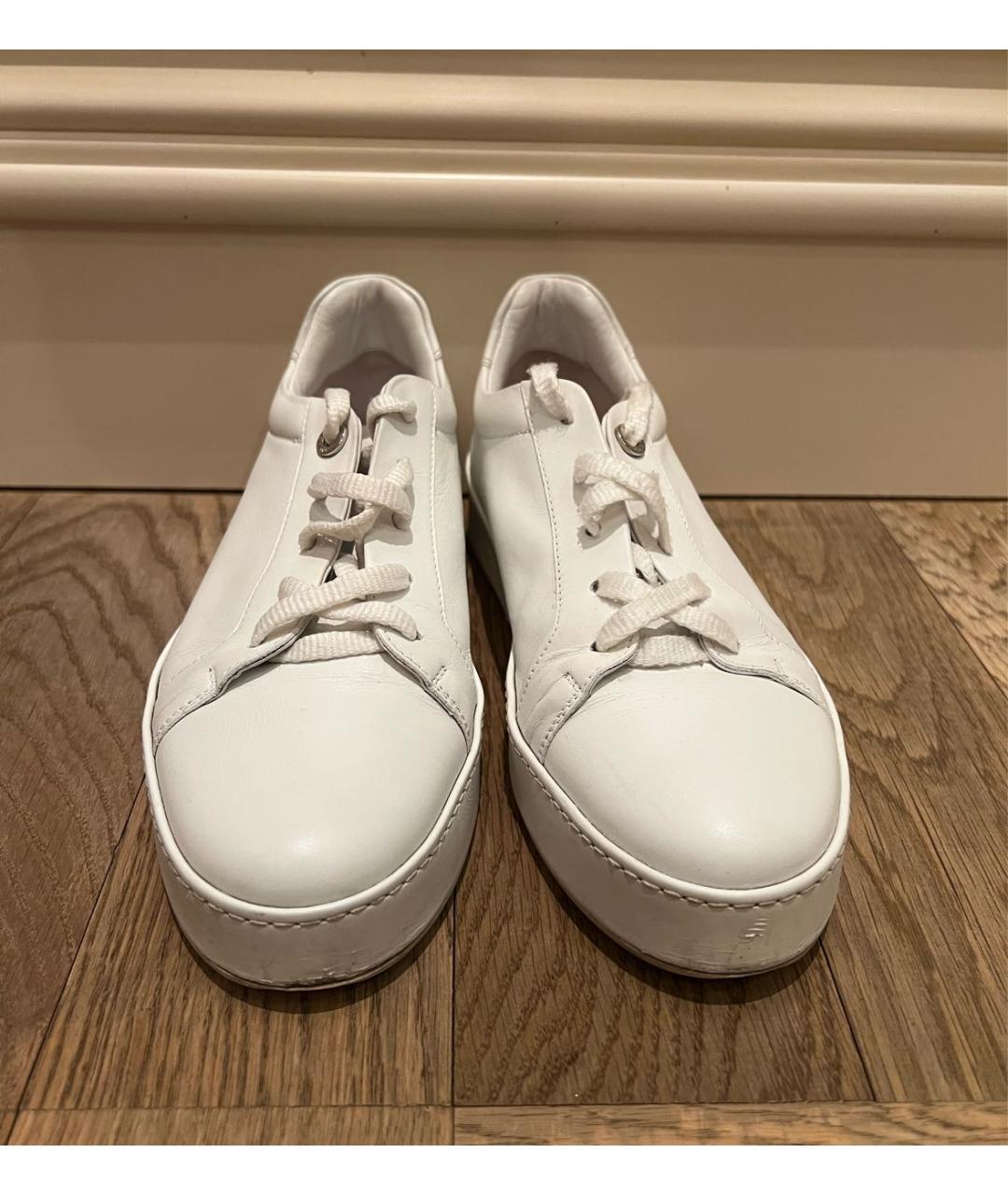 LORO PIANA Белые кожаные кеды, фото 2