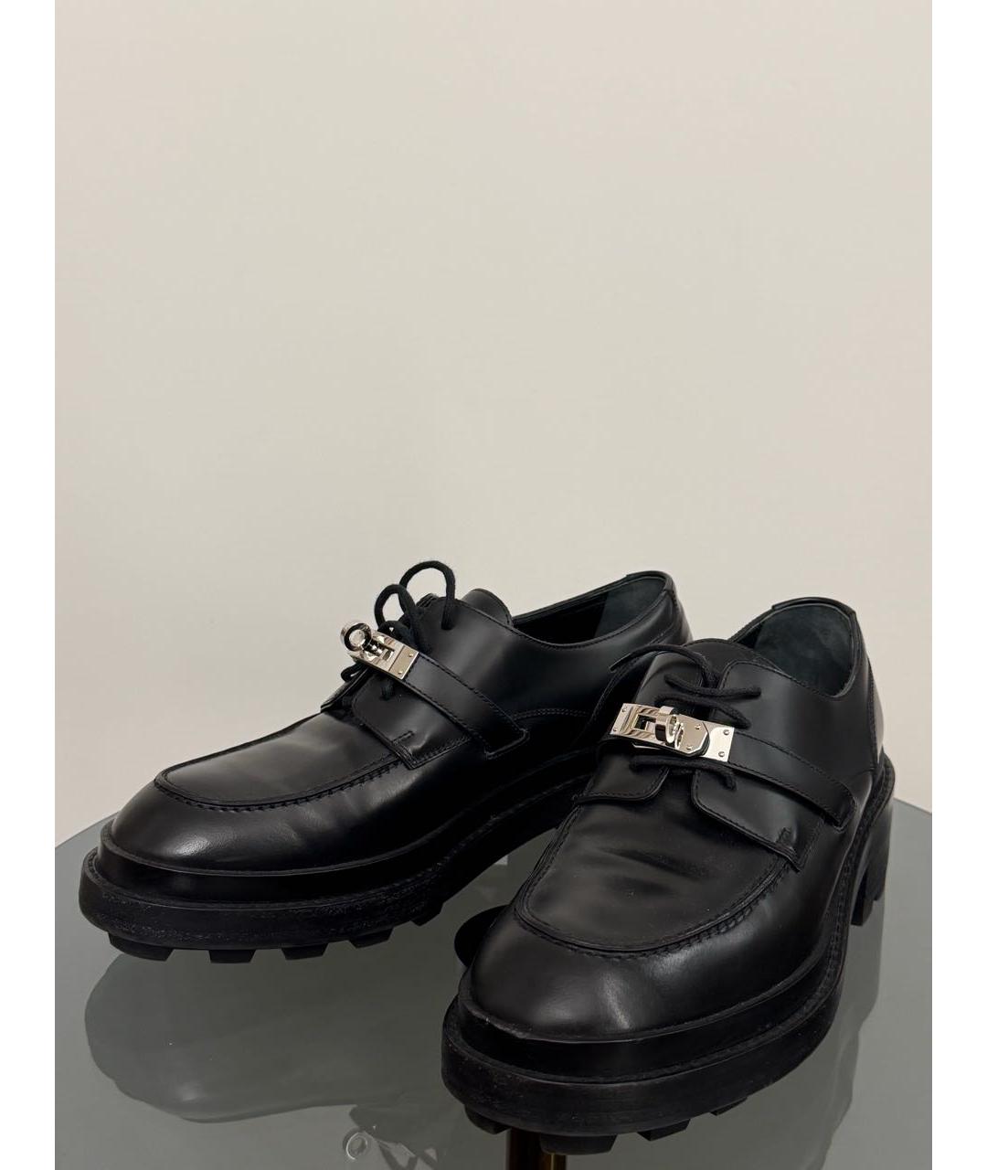 HERMES Черные кожаные брогги и оксфорды, фото 3