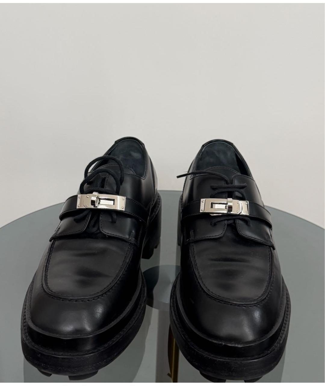 HERMES Черные кожаные брогги и оксфорды, фото 2