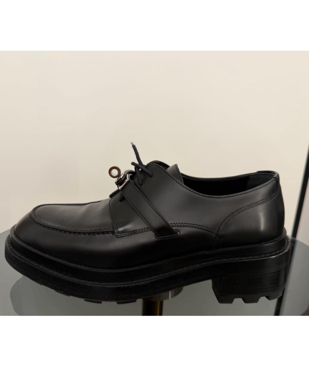 HERMES Черные кожаные брогги и оксфорды, фото 5