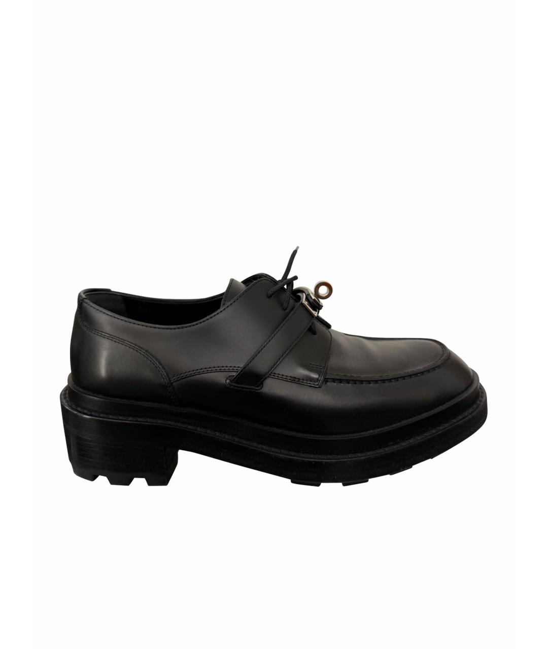 HERMES Черные кожаные брогги и оксфорды, фото 1