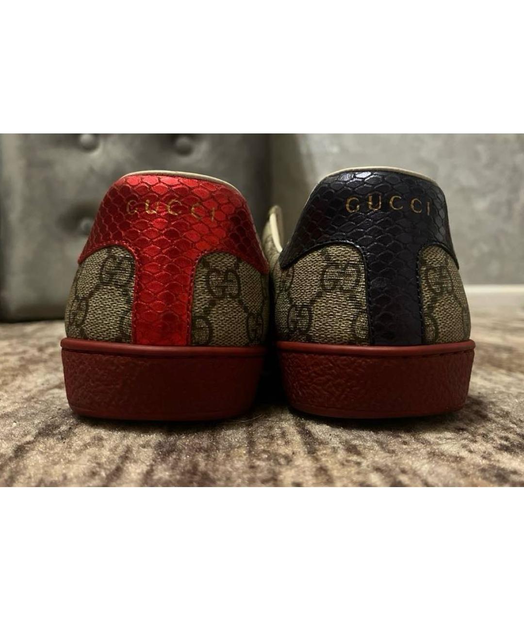 GUCCI Бежевые текстильные низкие кроссовки / кеды, фото 4