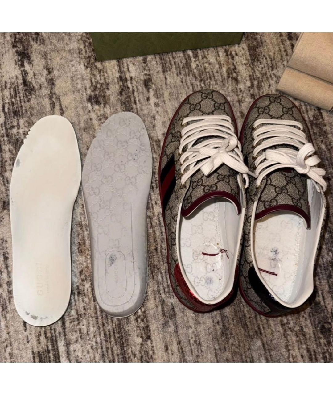 GUCCI Бежевые текстильные низкие кроссовки / кеды, фото 3