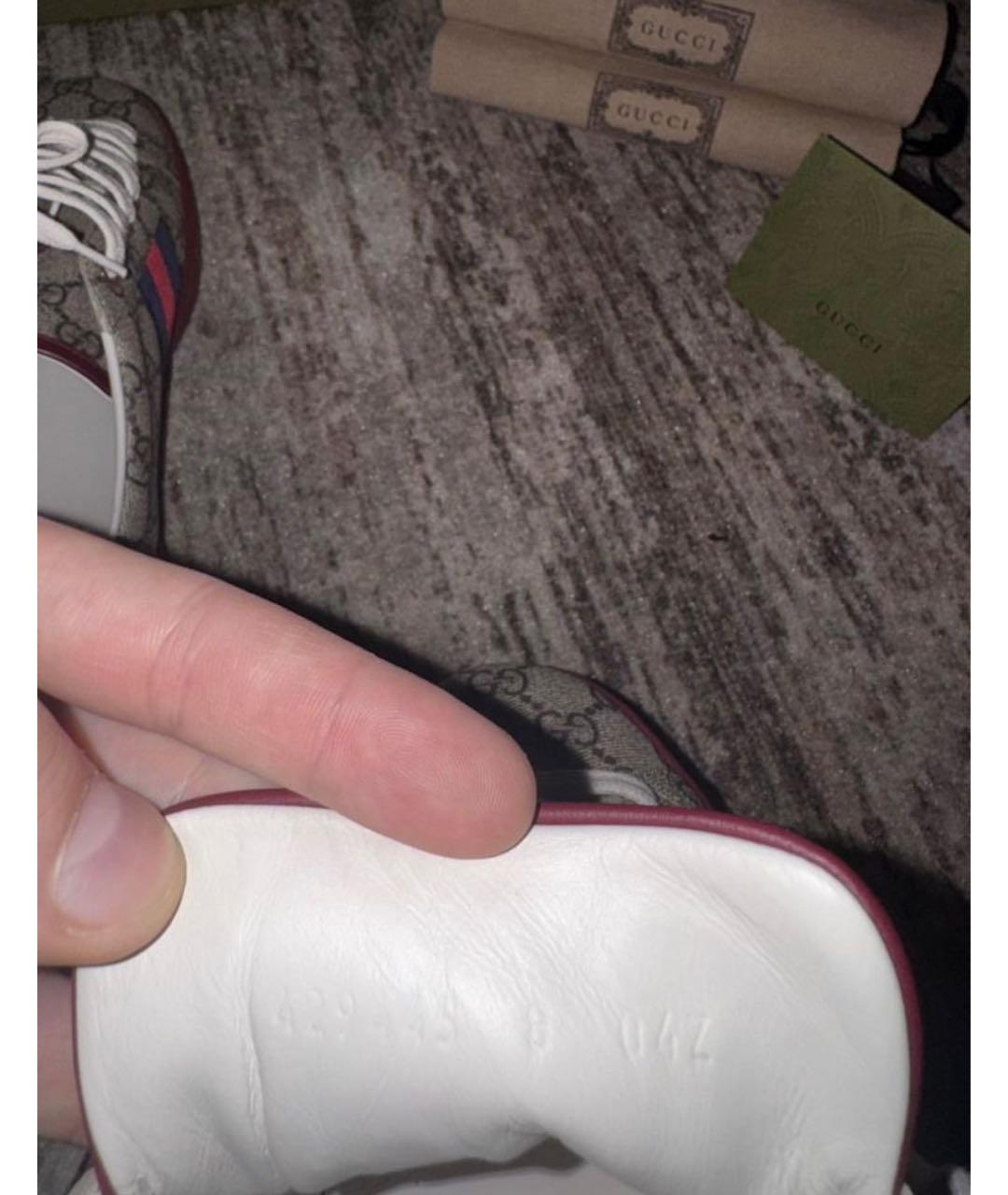 GUCCI Бежевые текстильные низкие кроссовки / кеды, фото 5