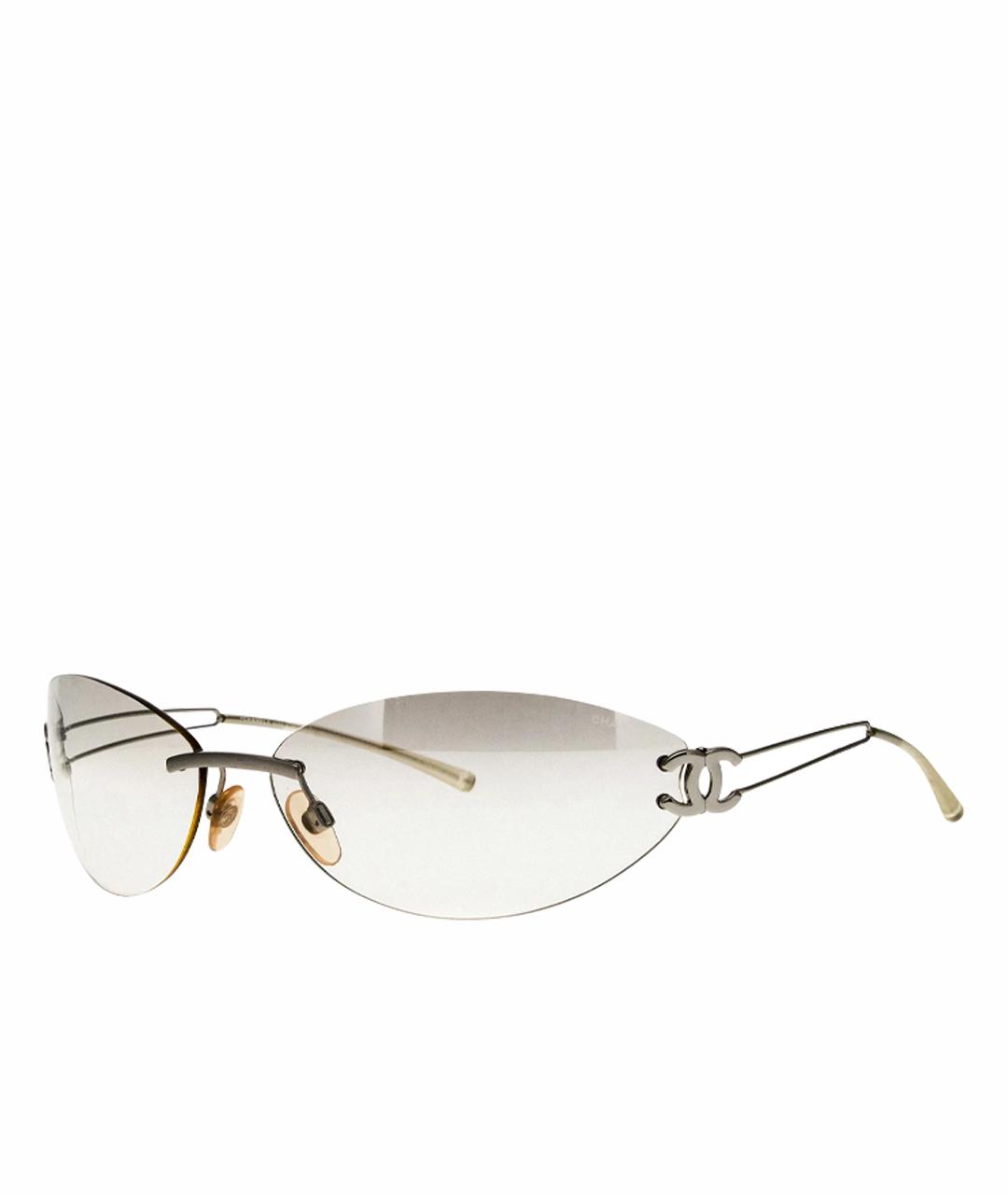 CHANEL Бежевые металлические солнцезащитные очки, фото 1