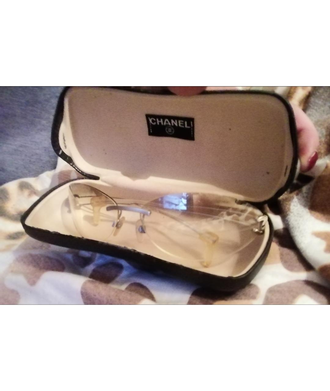 CHANEL Бежевые металлические солнцезащитные очки, фото 4