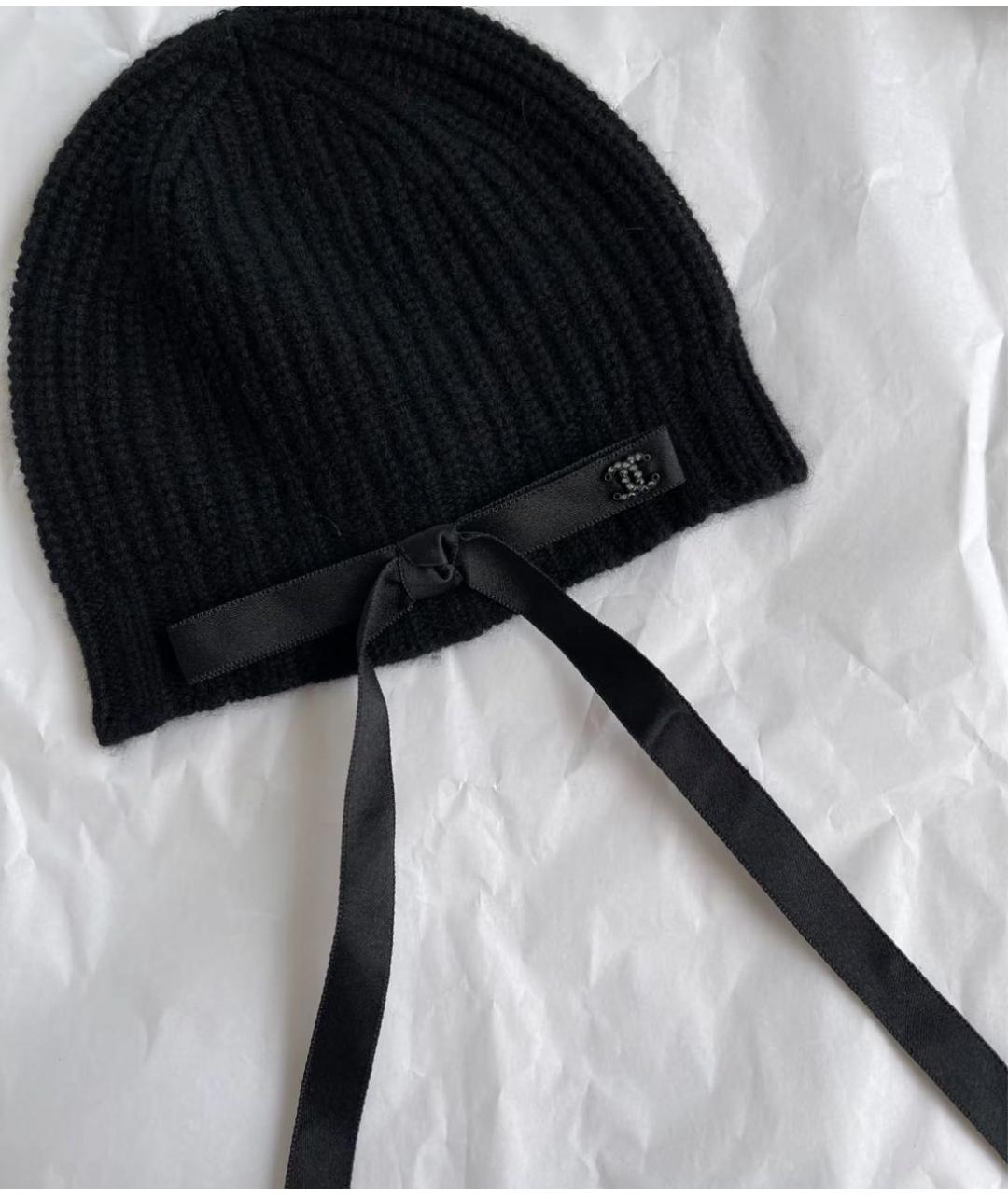 CHANEL Черная кашемировая шапка, фото 5