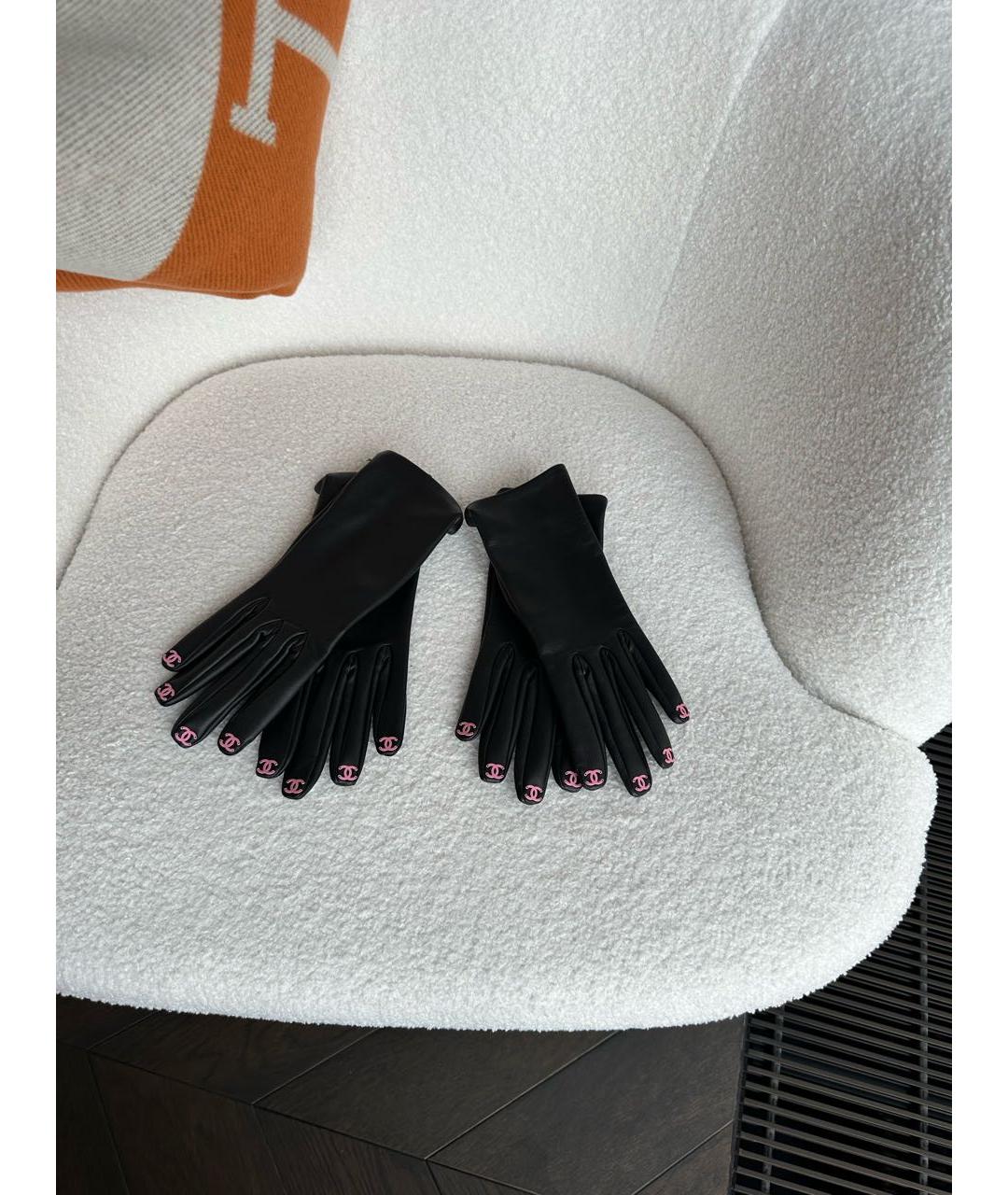 CHANEL Черные кожаные перчатки, фото 2