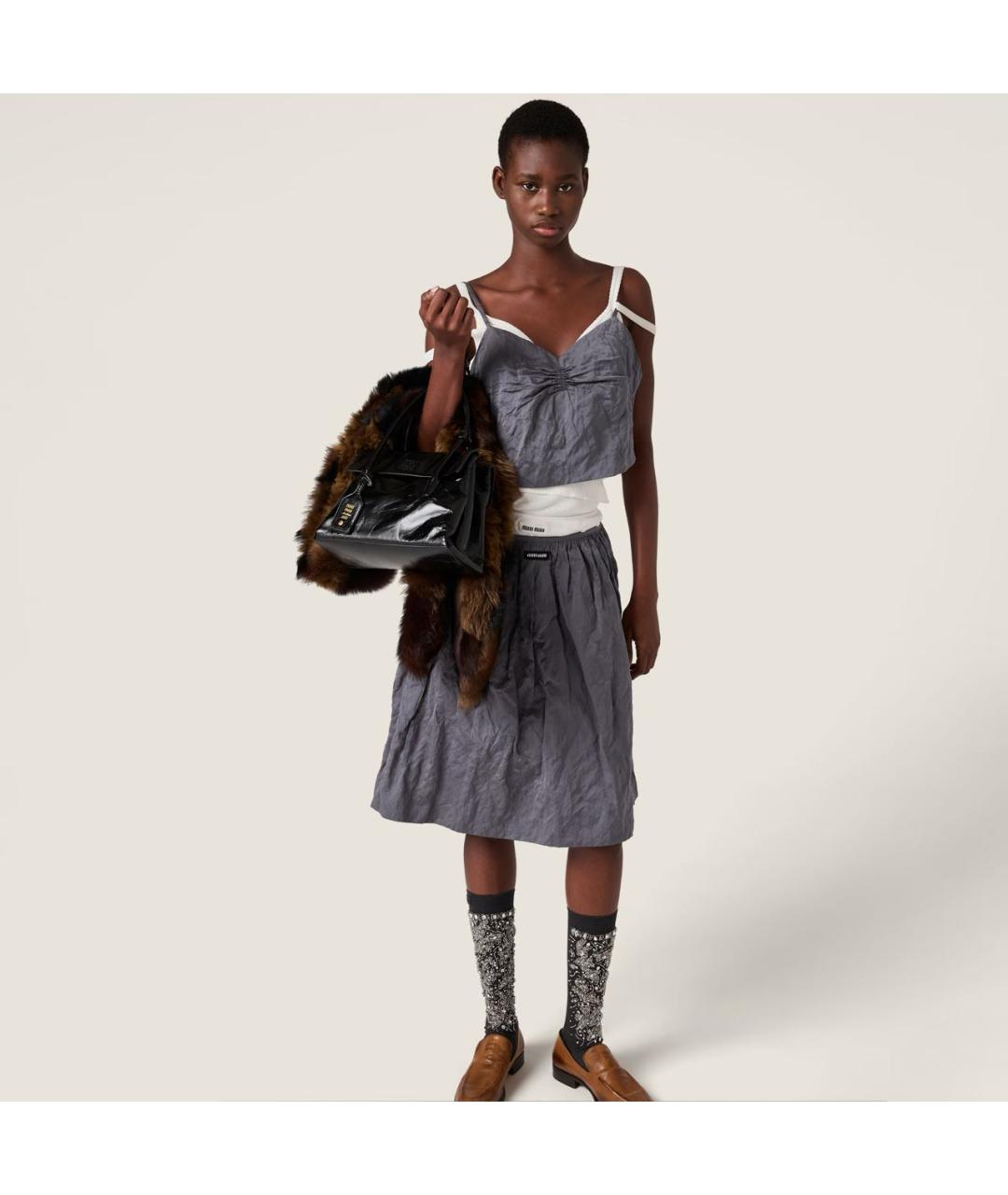 MIU MIU Серая хлопковая майка, фото 2