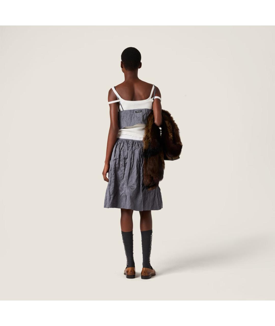 MIU MIU Серая хлопковая майка, фото 3