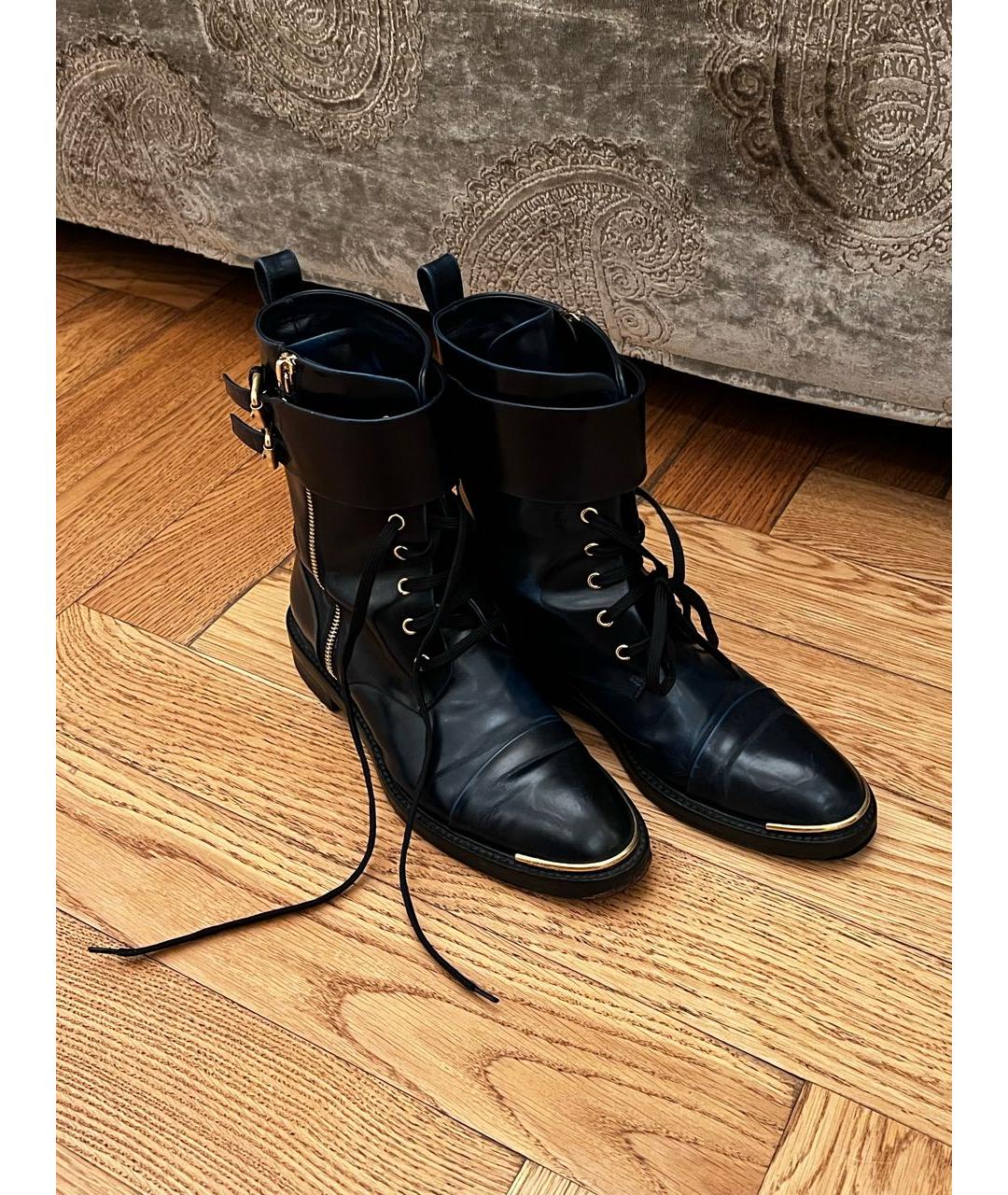 LOUIS VUITTON Темно-синие кожаные ботинки, фото 3