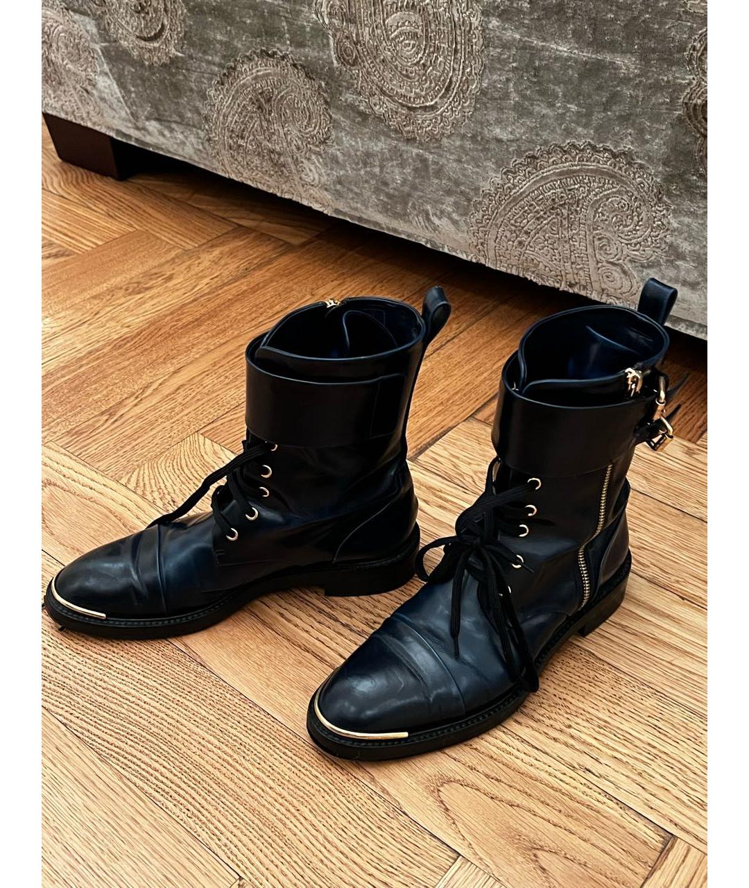 LOUIS VUITTON Темно-синие кожаные ботинки, фото 2