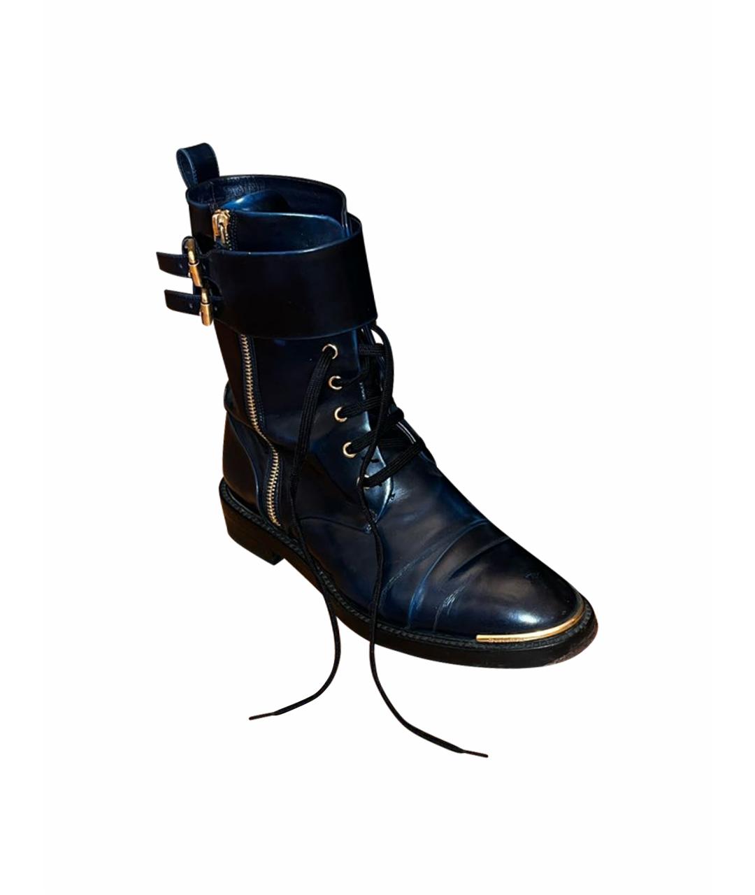 LOUIS VUITTON Темно-синие кожаные ботинки, фото 4