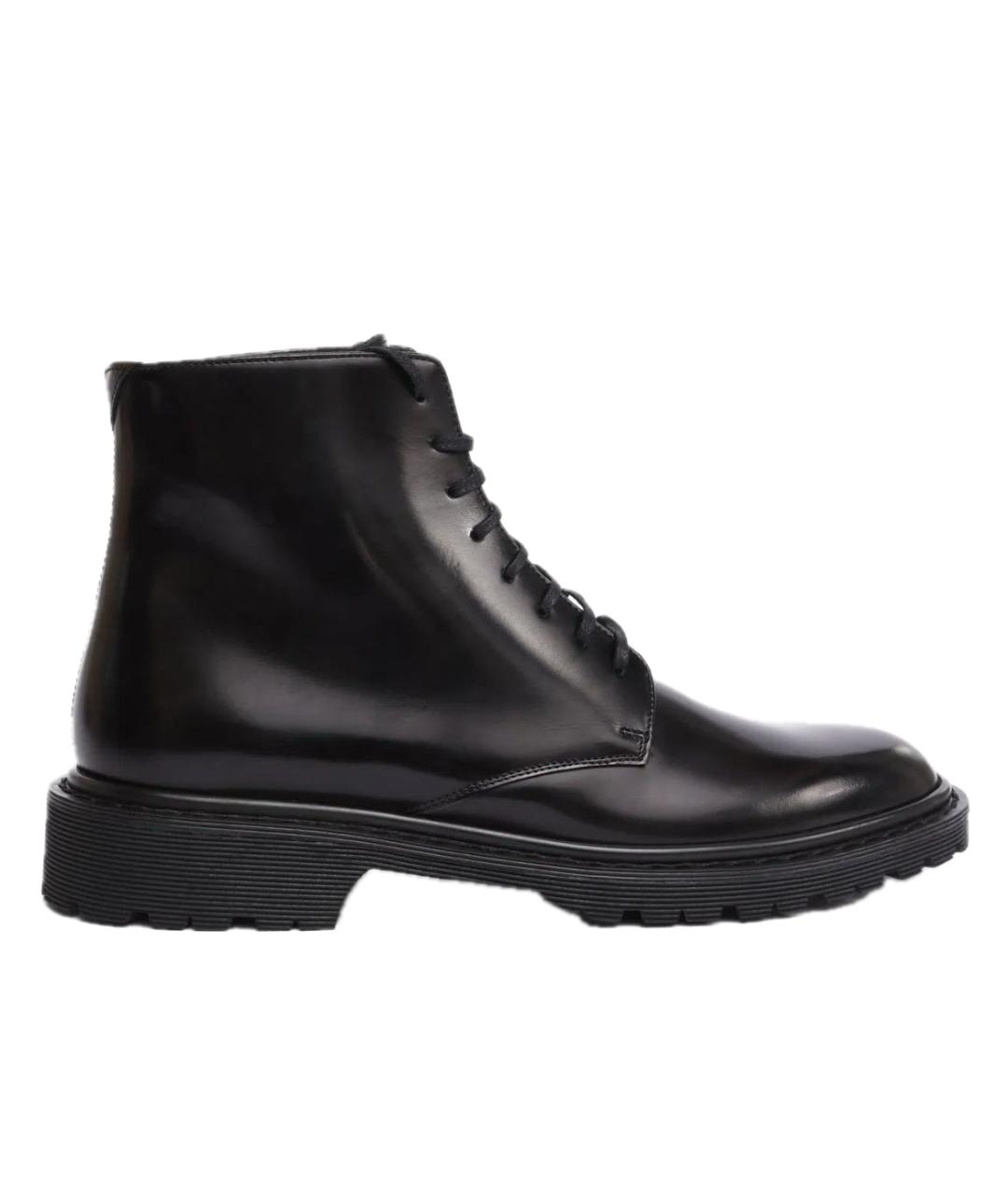 SAINT LAURENT Черные кожаные ботинки, фото 1
