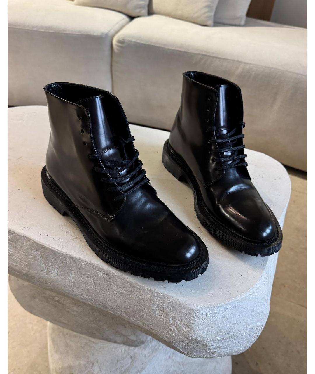 SAINT LAURENT Черные кожаные ботинки, фото 2
