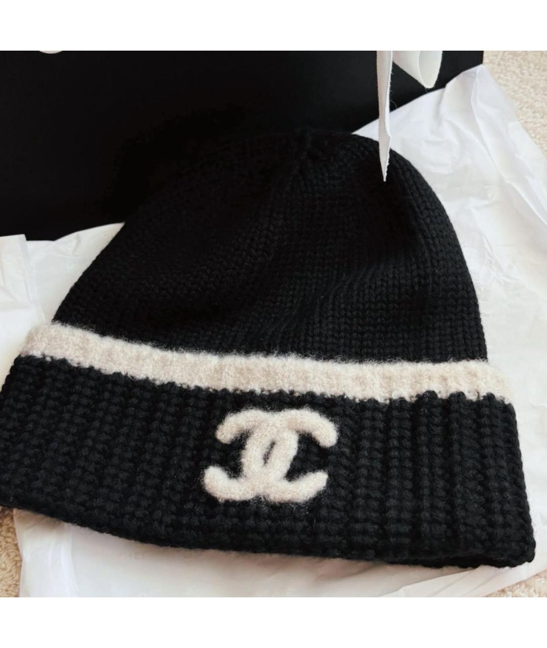 CHANEL Черная кашемировая шапка, фото 6