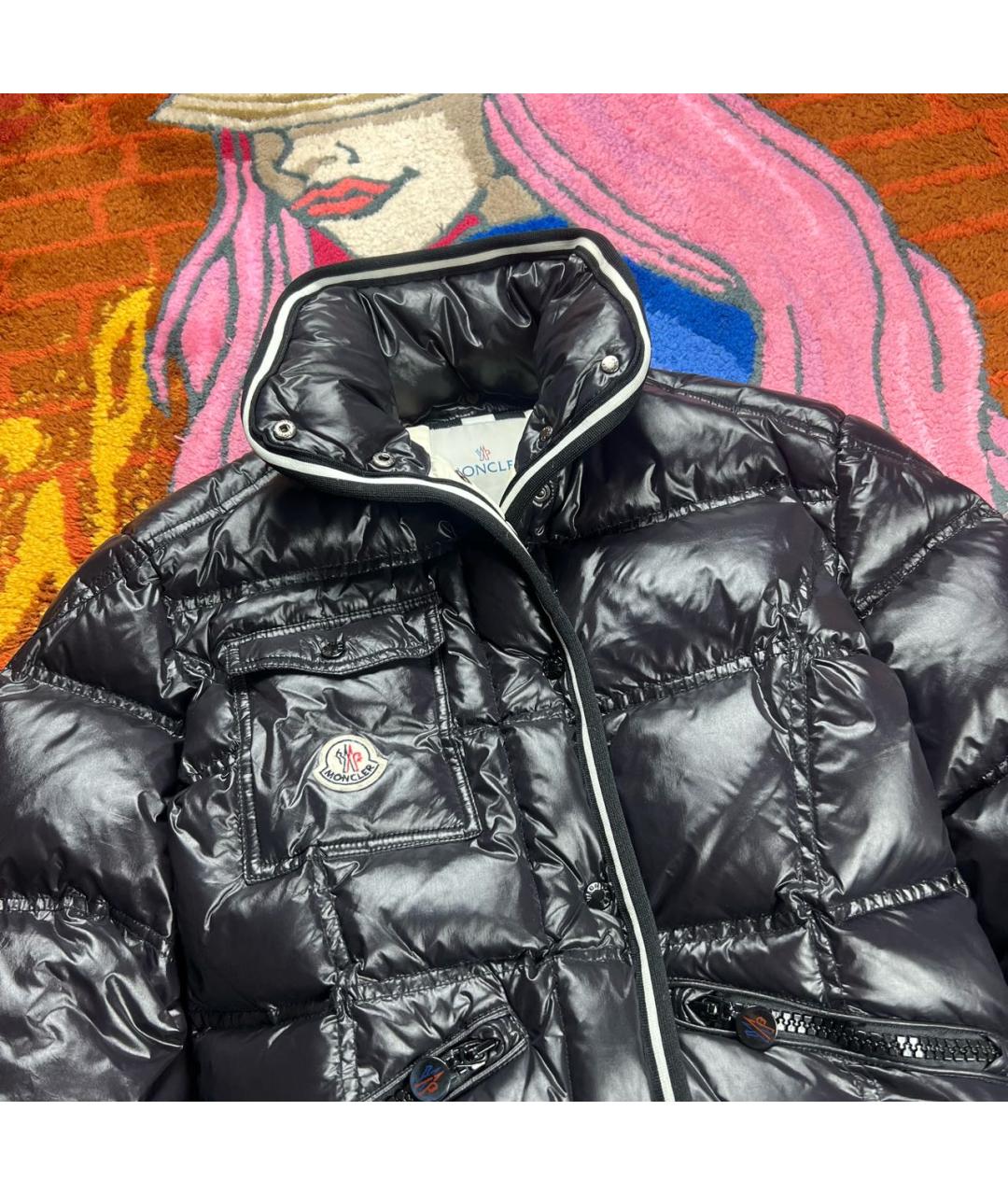 MONCLER Черный полиэстеровый пуховик, фото 4