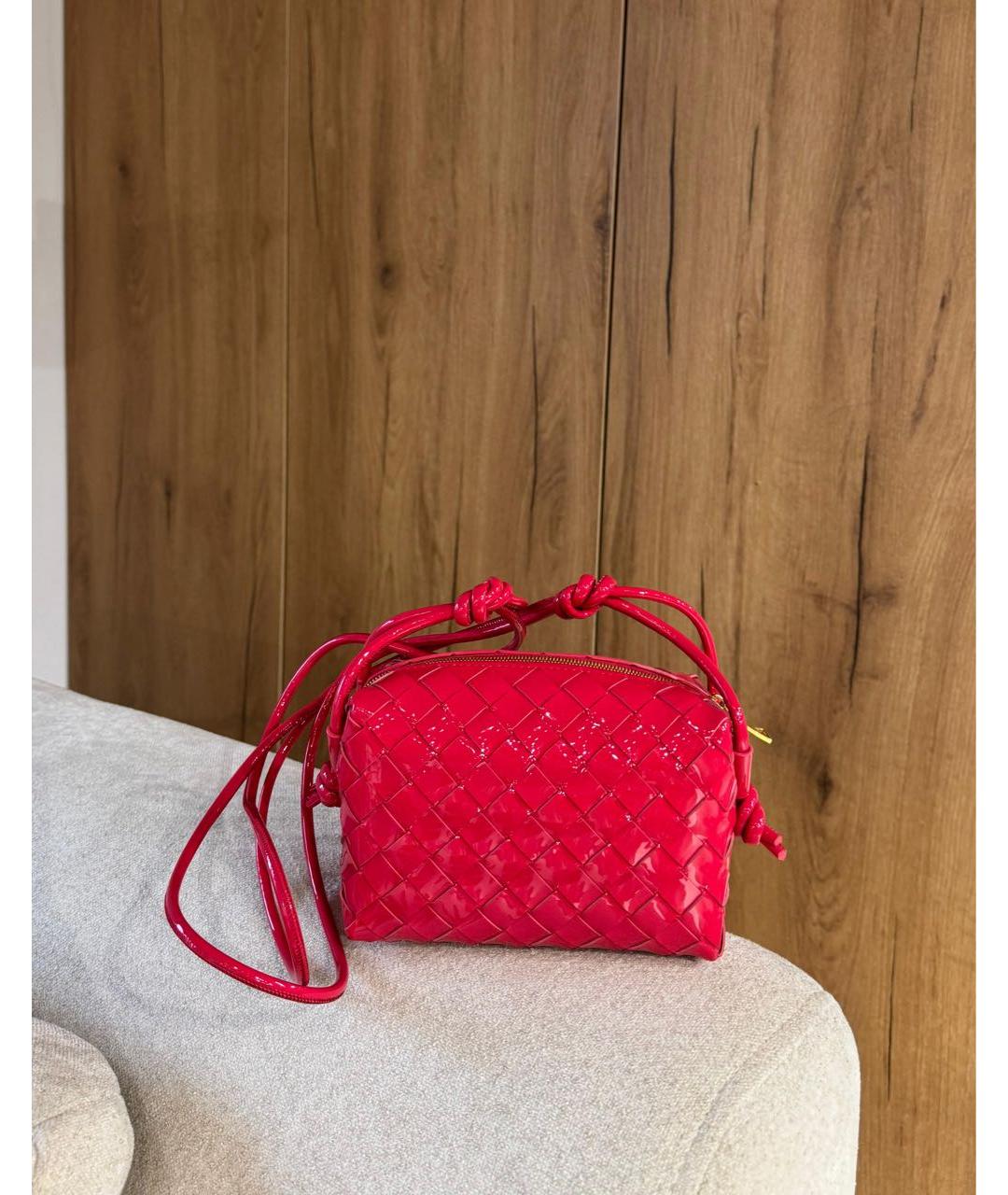 BOTTEGA VENETA Красная кожаная сумка через плечо, фото 3