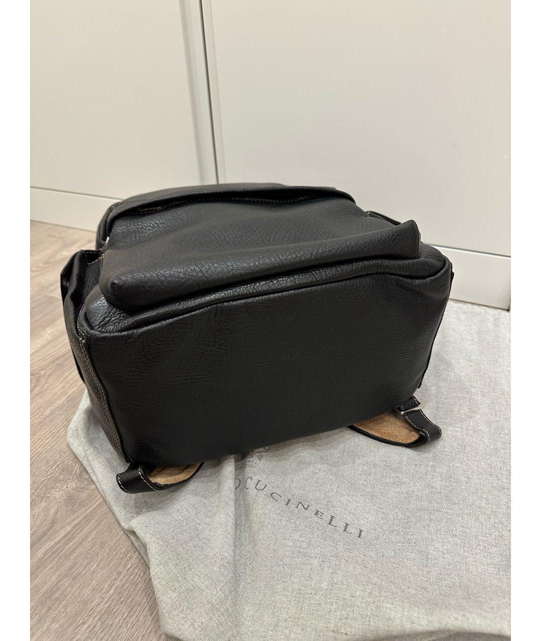 BRUNELLO CUCINELLI Черный кожаный рюкзак, фото 6
